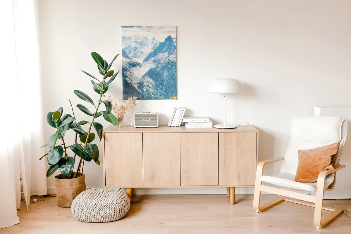 Sideboard, plant and armchair corner — Airbnb Co-Host: What It Is and How Co-Hosting Works