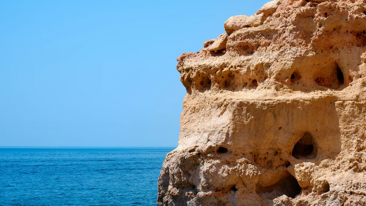 Limestone cliffs above the Atlantic on the Algarve coast