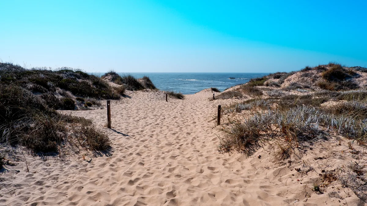 A sand path through dunes to the Atlantic on the Alentejo coast
