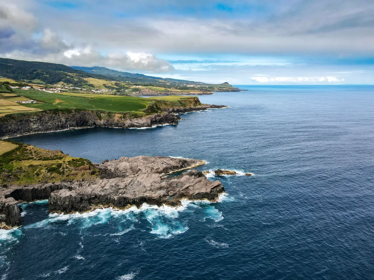 Basalt cliffs and Atlantic swell on an Azorean coast