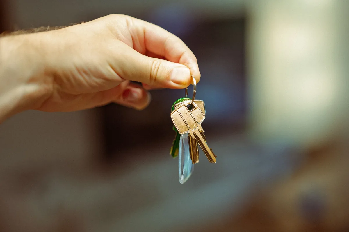 A set of property keys held up on a keyring
