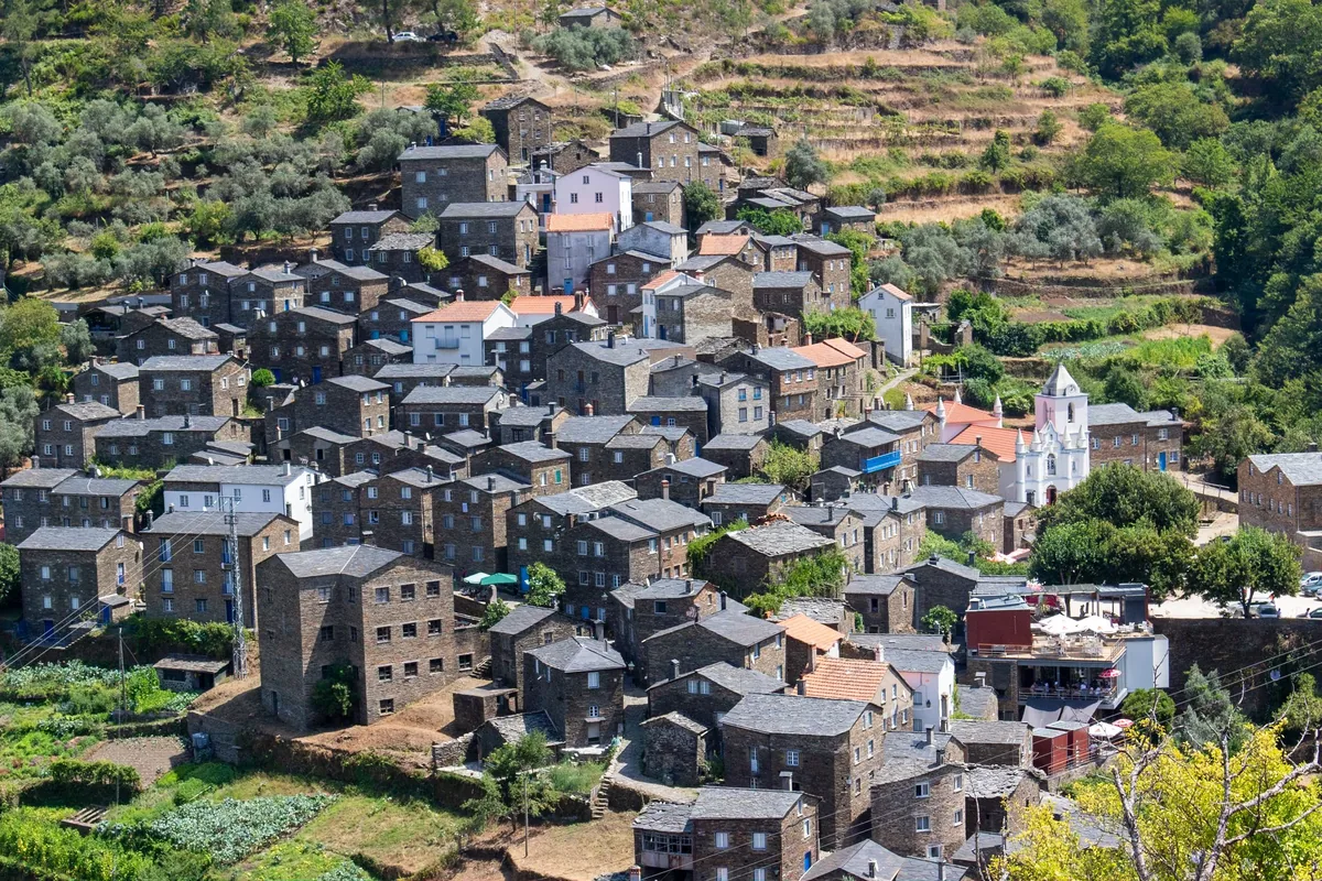 A schist village stepped up a mountainside in central Portugal