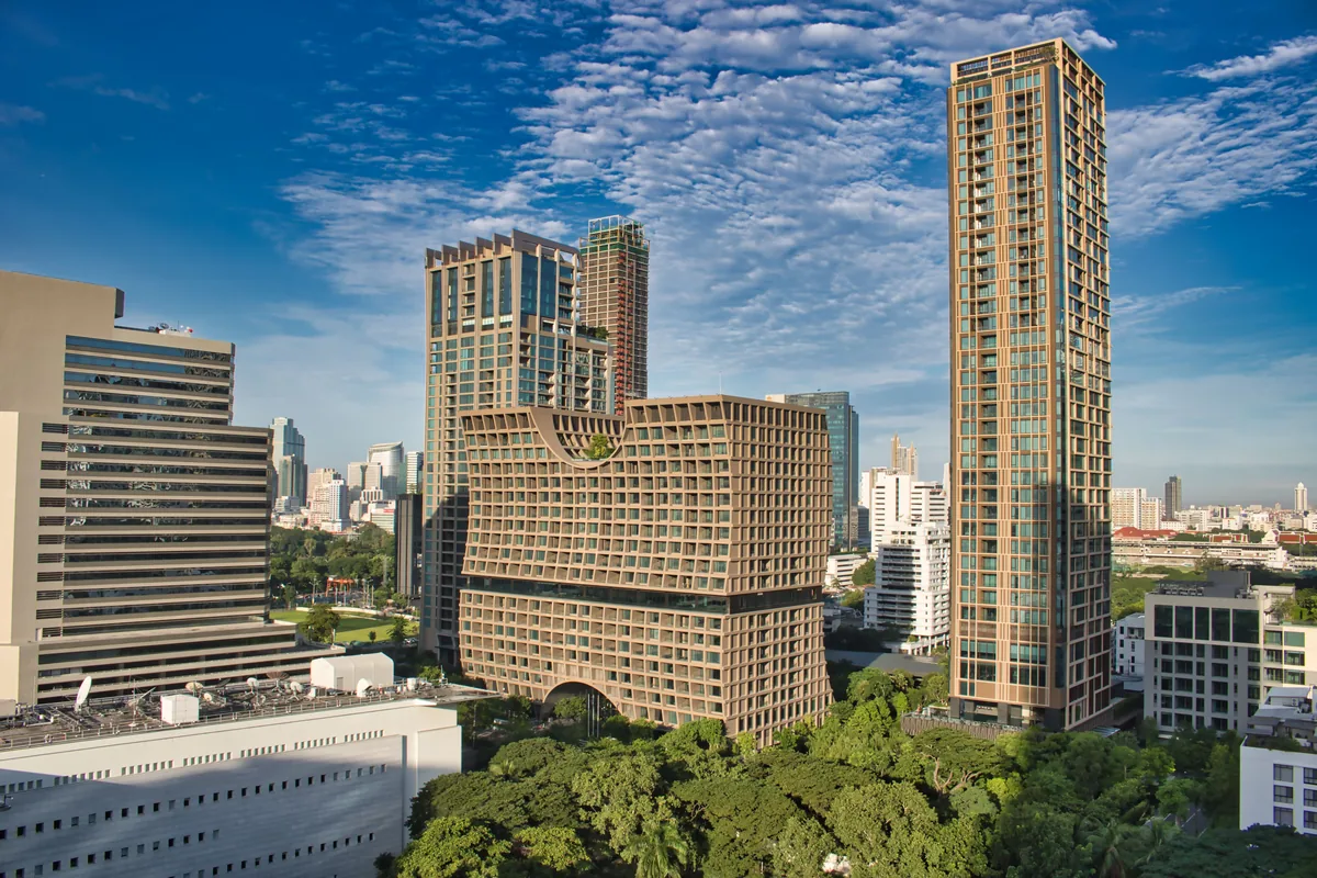 Bangkok skyline of high-rise condominium towers