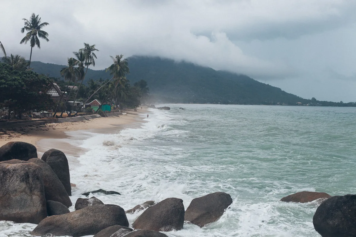 Monsoon surf on a Koh Samui beach in the Thai low season