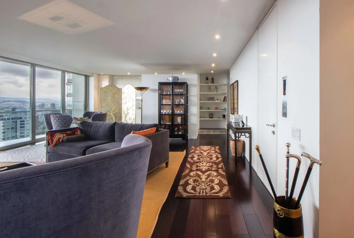 Furnished monthly rental Bangkok, apartment interior with a city view