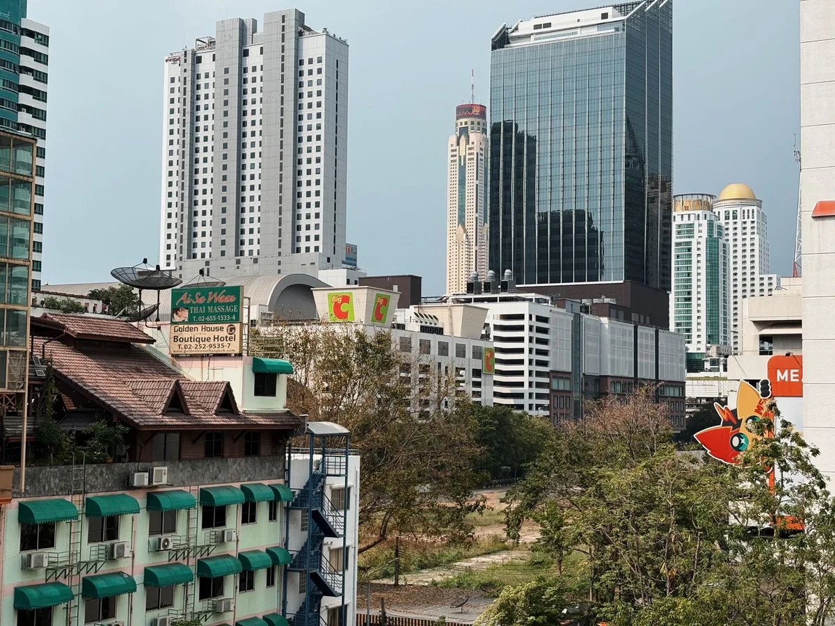 Bangkok condominium market, cityscape of towers above low-rise streets