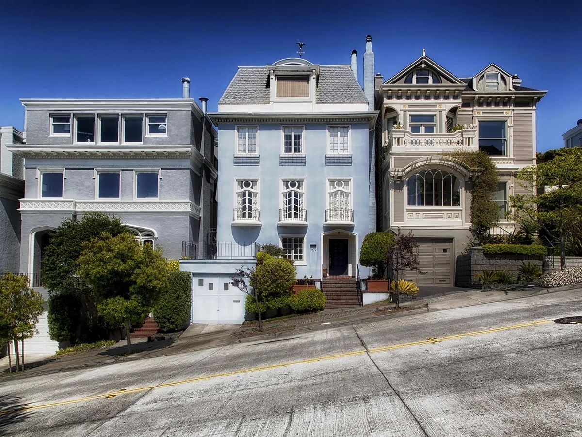Residential street of single-family homes