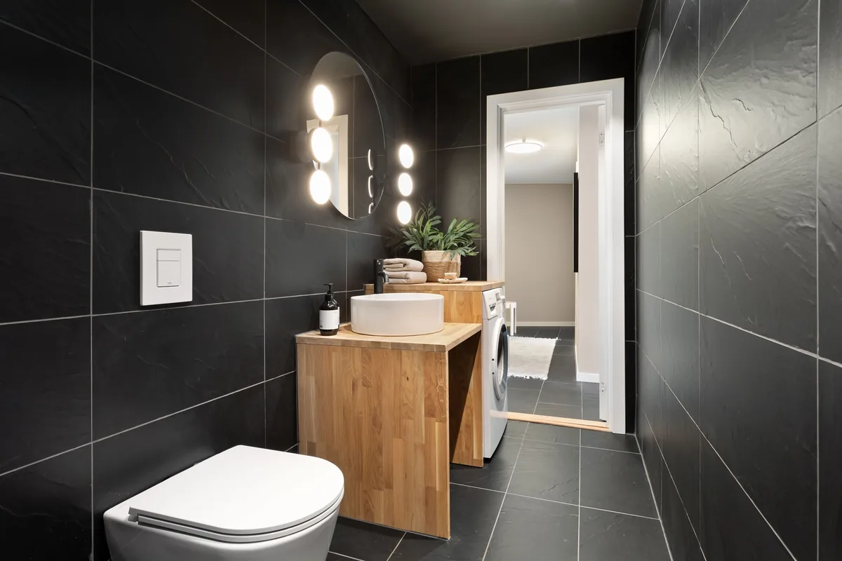 Tiled bathroom interior