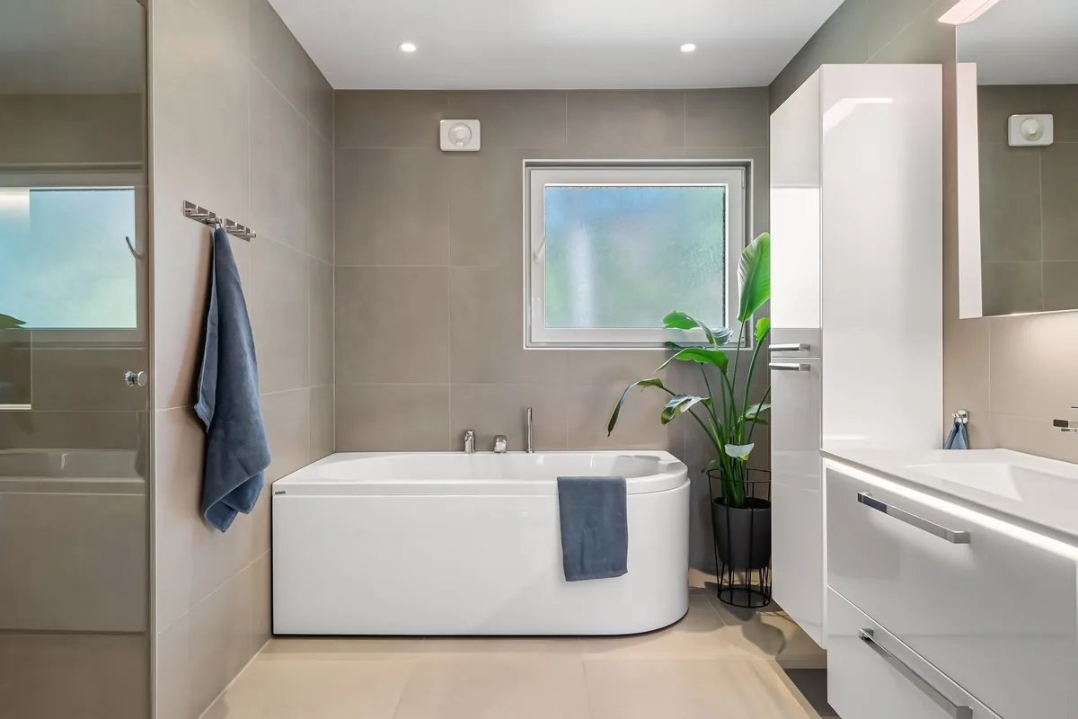 Tiled bathroom interior