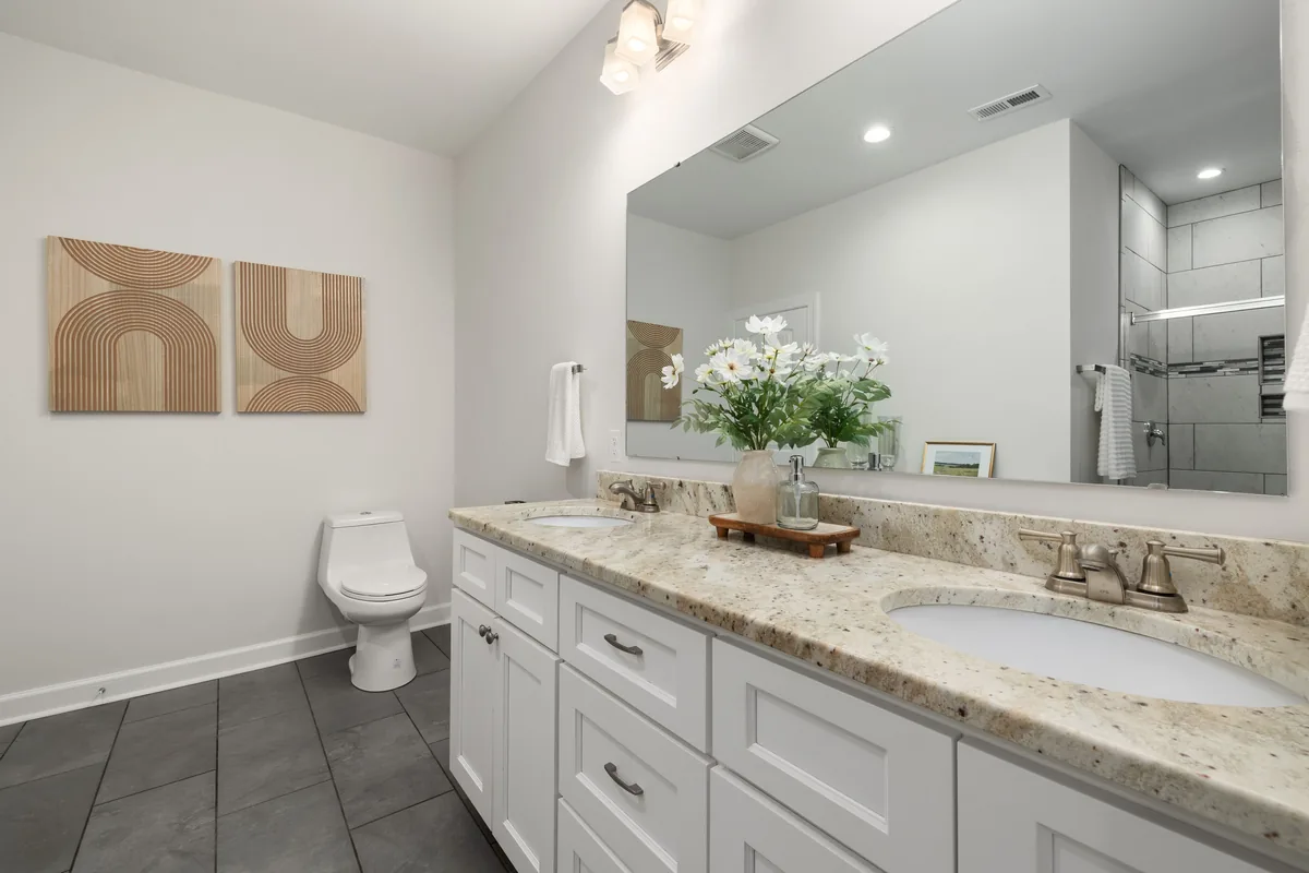 Tiled bathroom interior