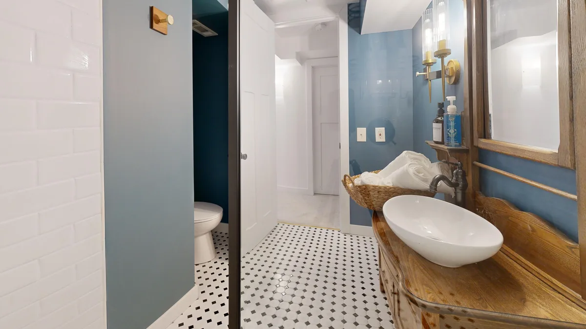 Tiled bathroom interior