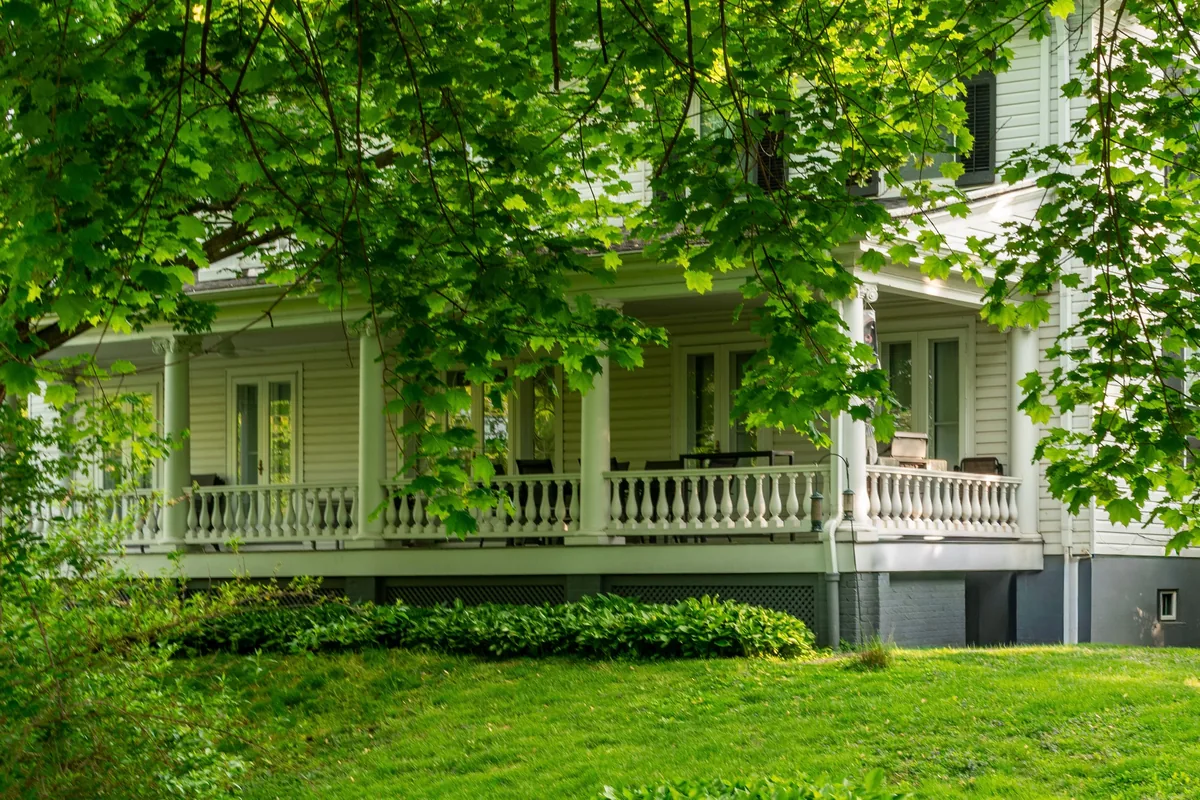 Covered front porch of a residential home