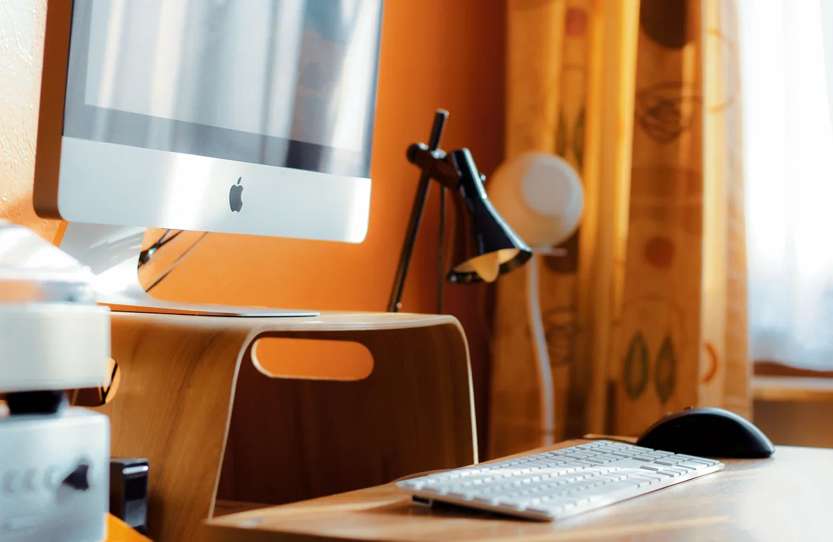 Home office with a desk