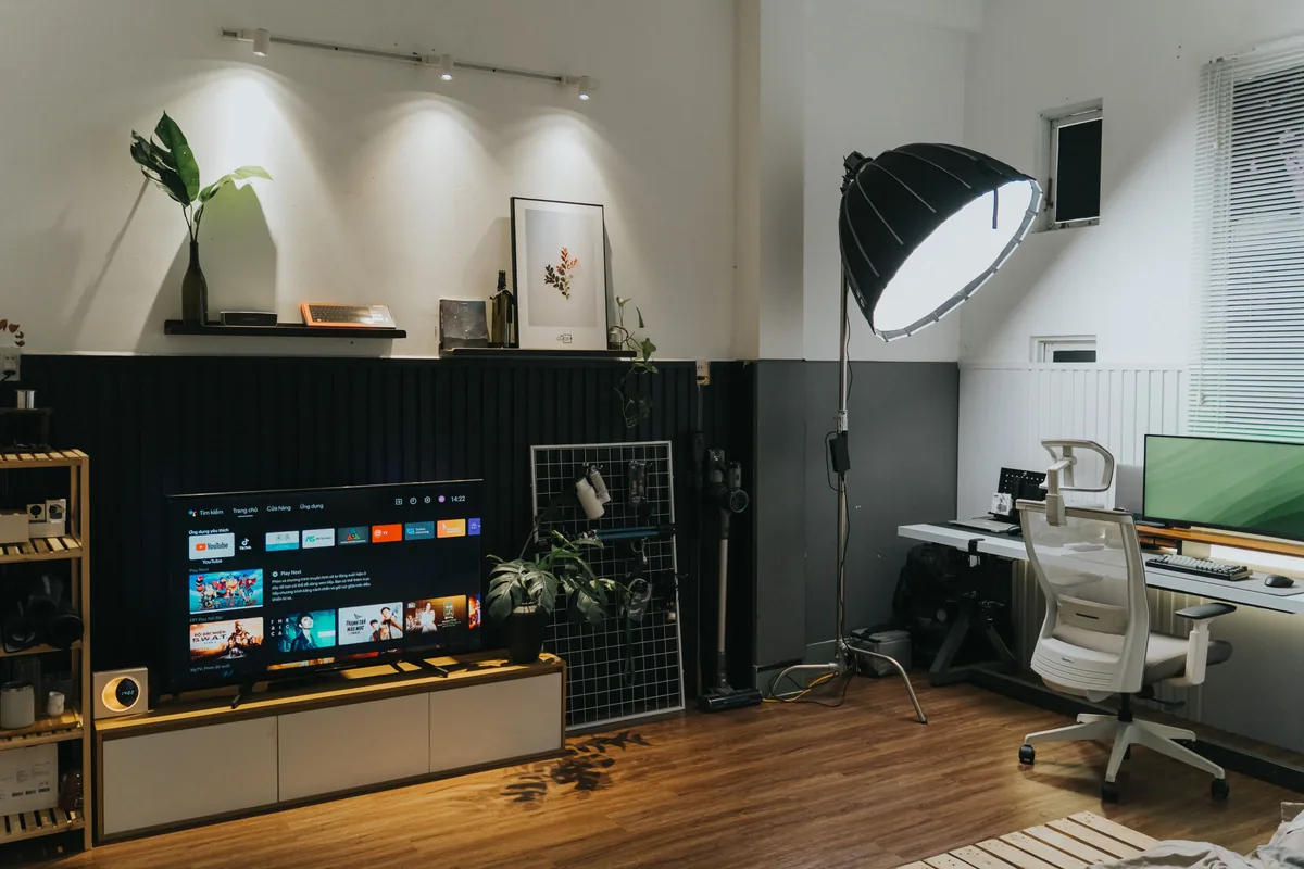 Home office with a desk