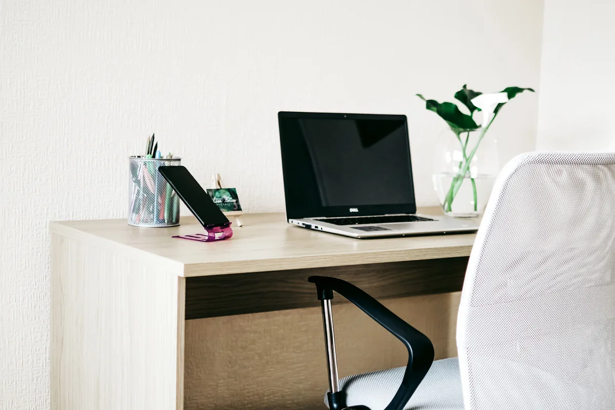 Home office with a desk