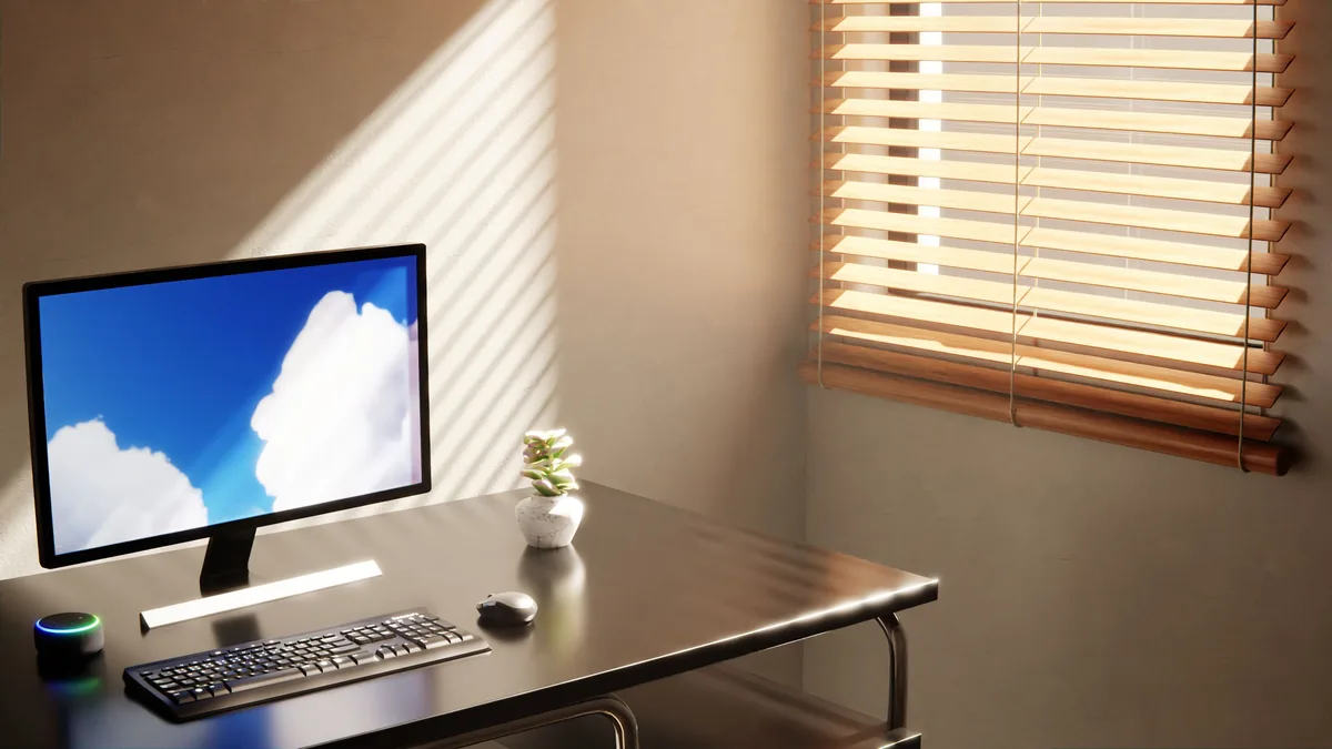 Home office with a desk