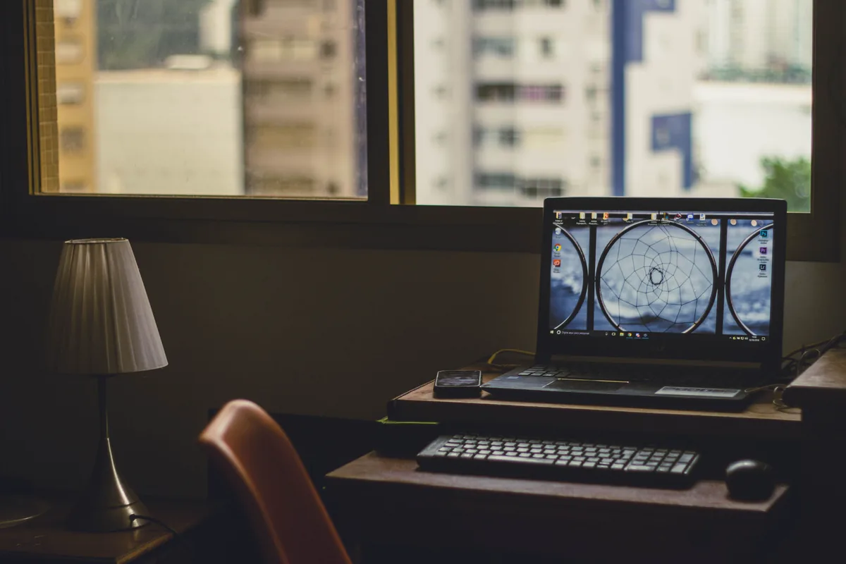 Home office with a desk