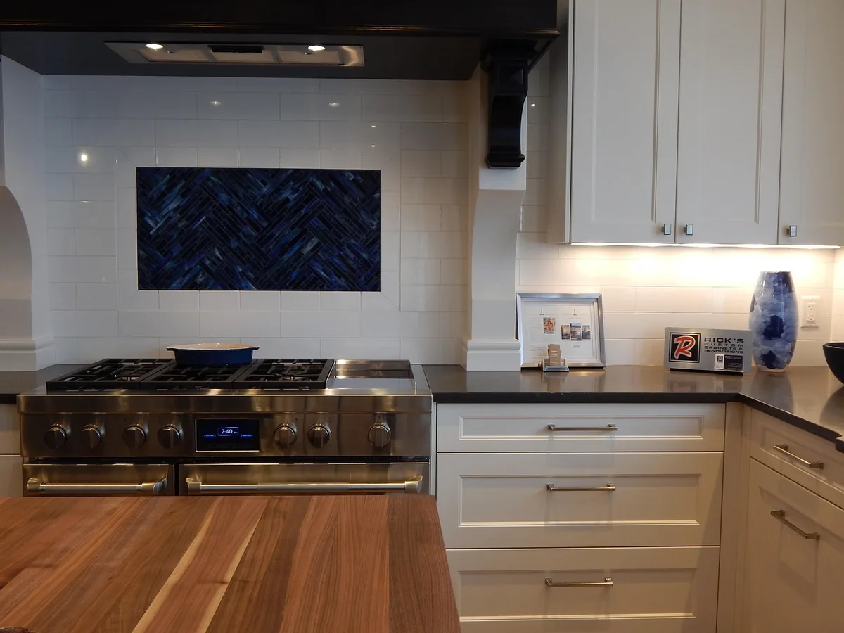 Kitchen counter with bar stools