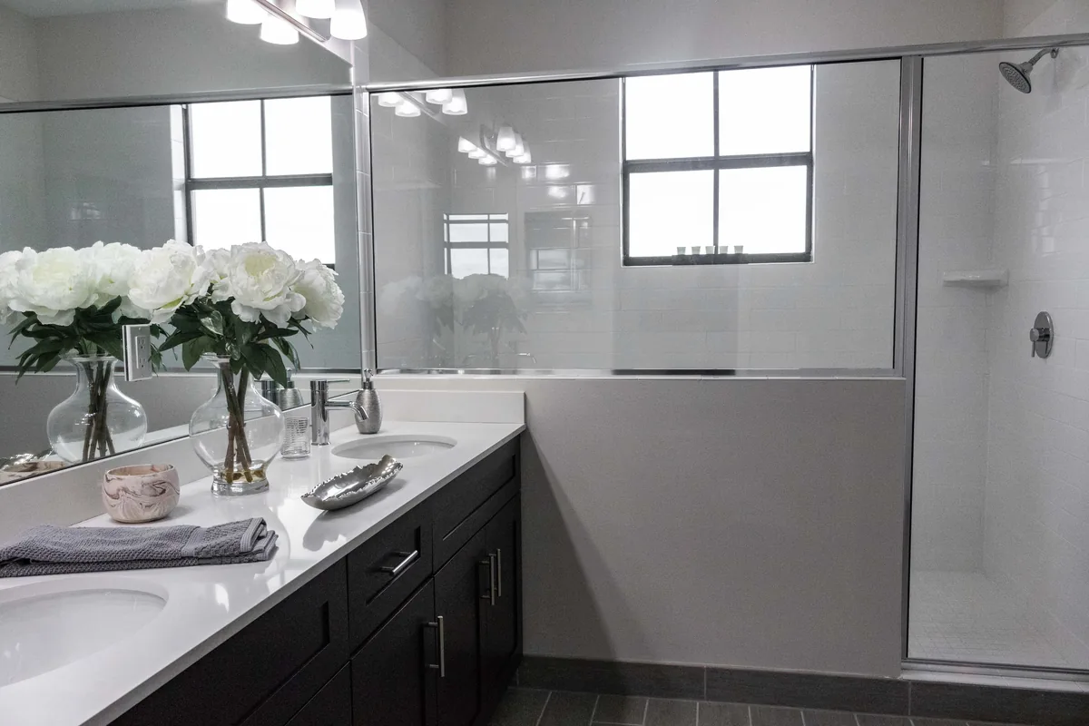 Tiled bathroom interior