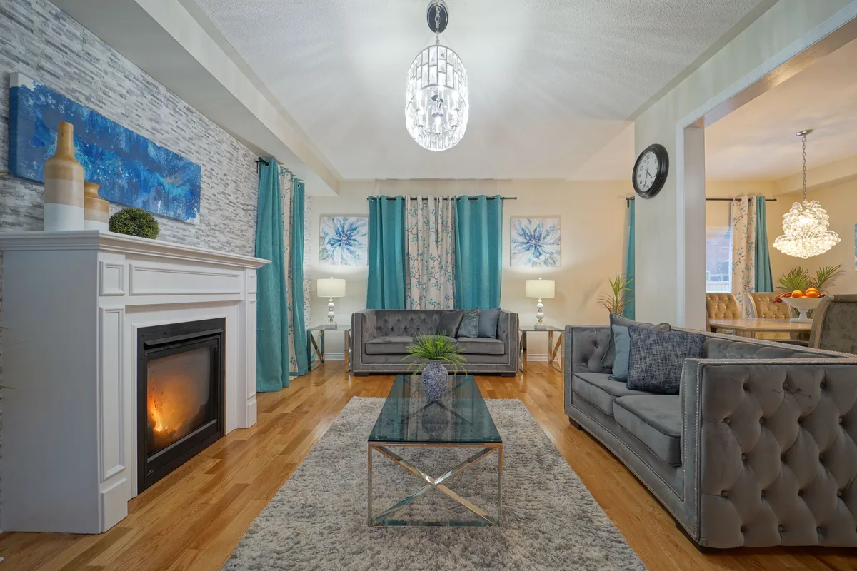 Living room with a fireplace