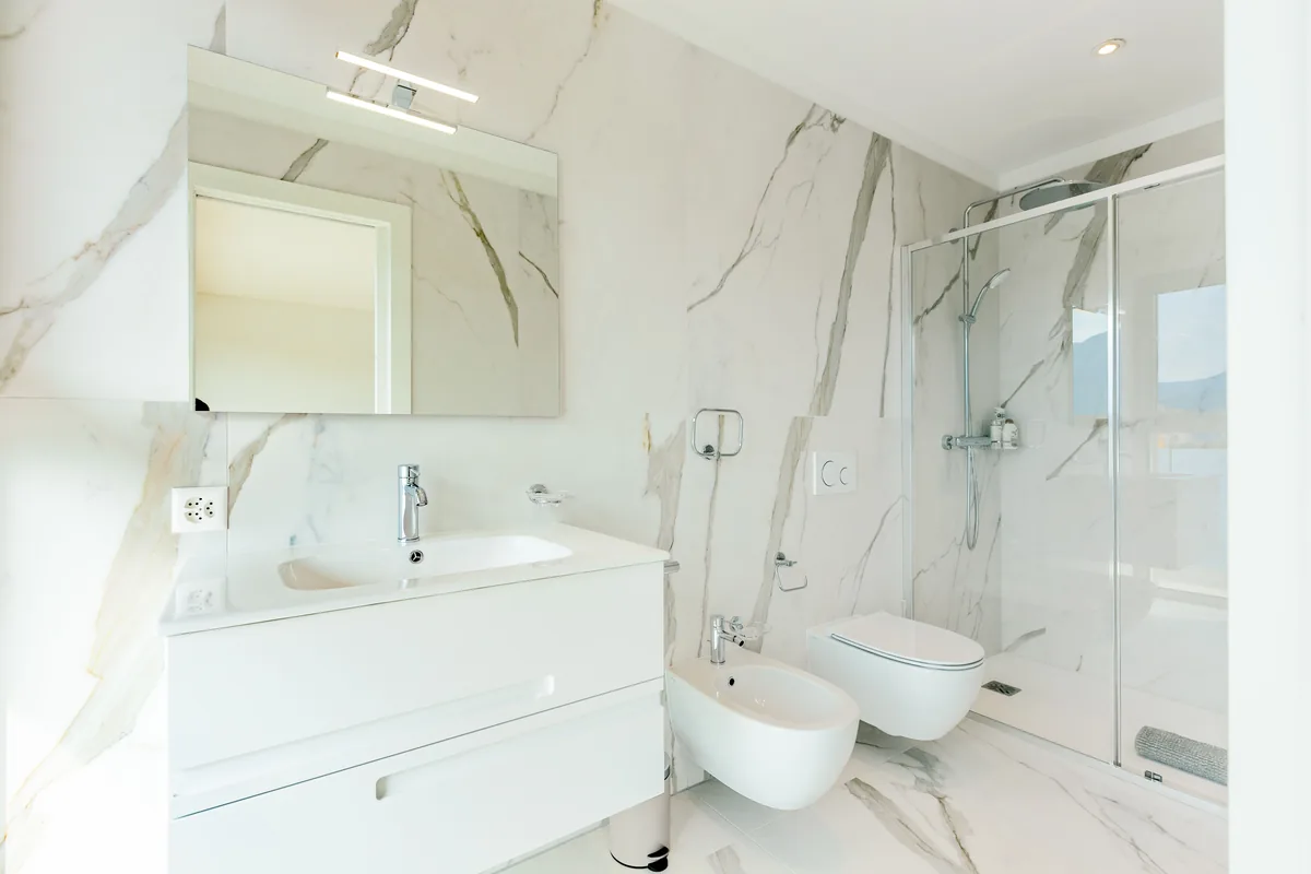 Tiled bathroom interior