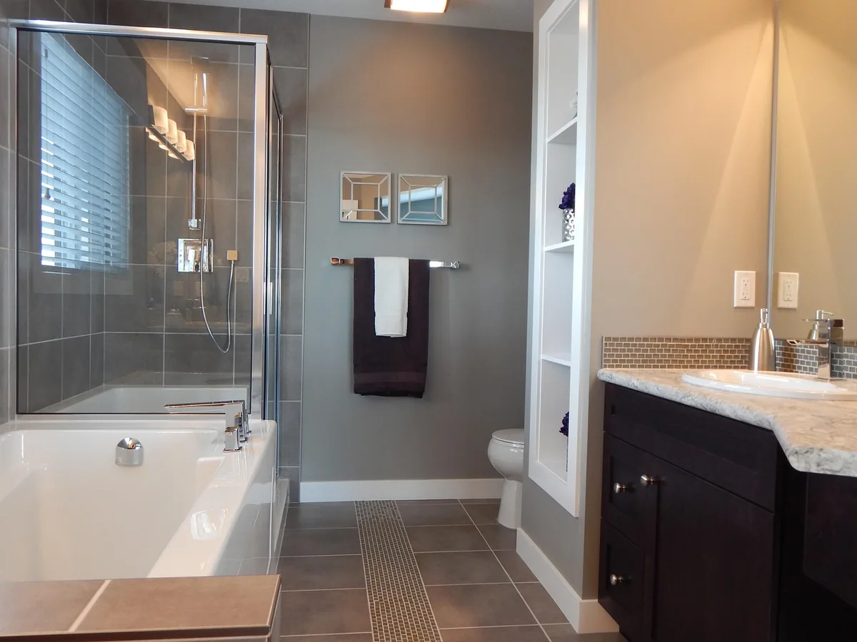 Tiled bathroom interior