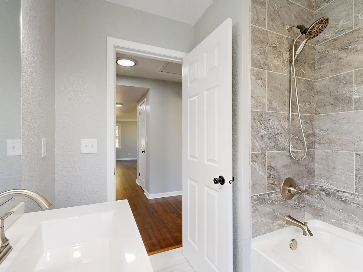 Tiled bathroom interior