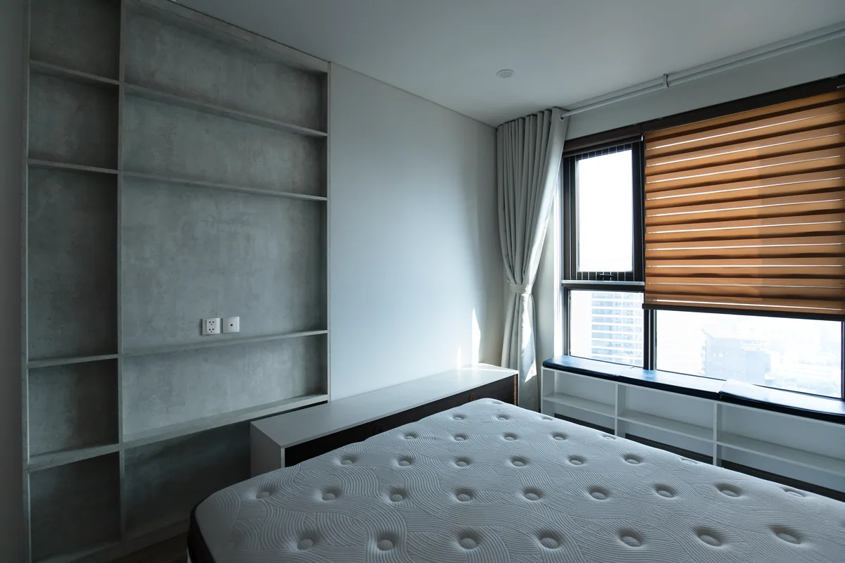 Bedroom with a large window