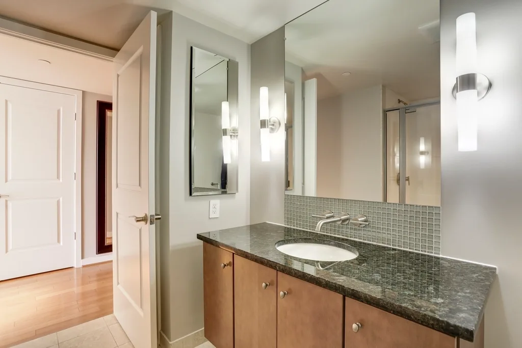 Tiled bathroom interior