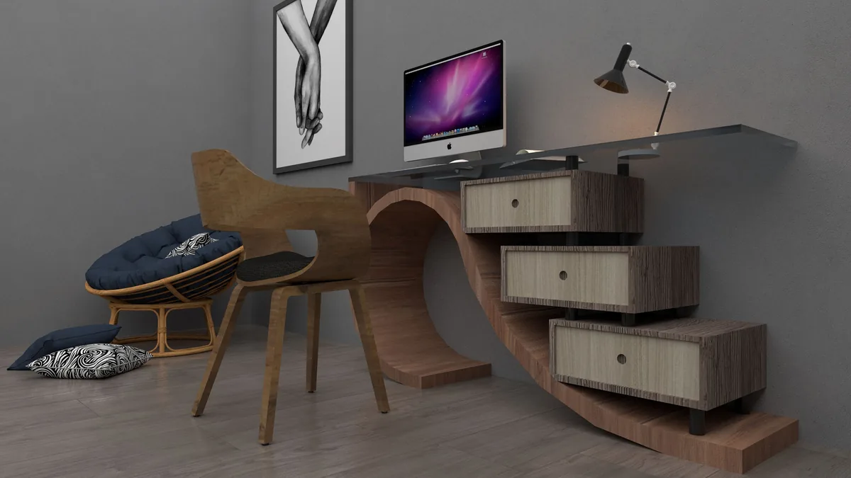 Home office with a desk