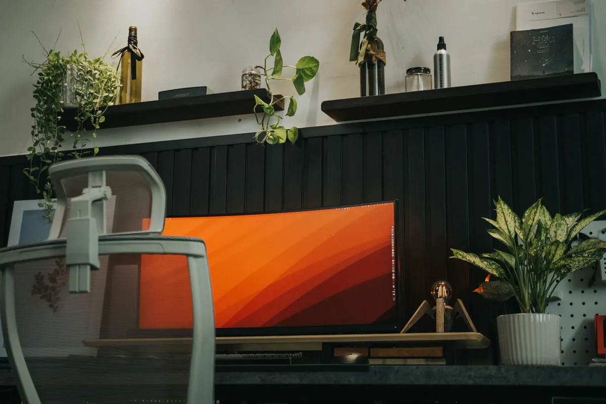 Home office with a desk