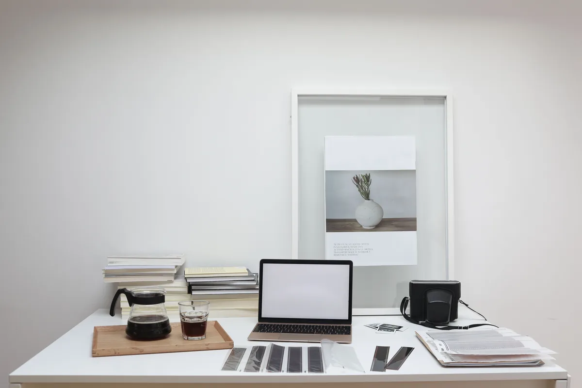 Home office with a desk