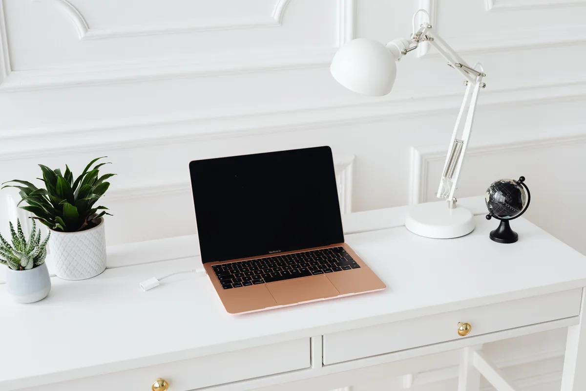Home office with a desk