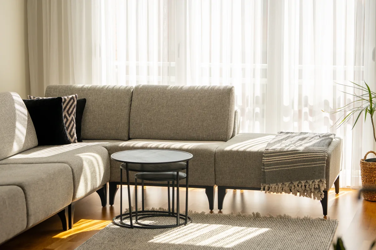 Living room in a pale Scandinavian style