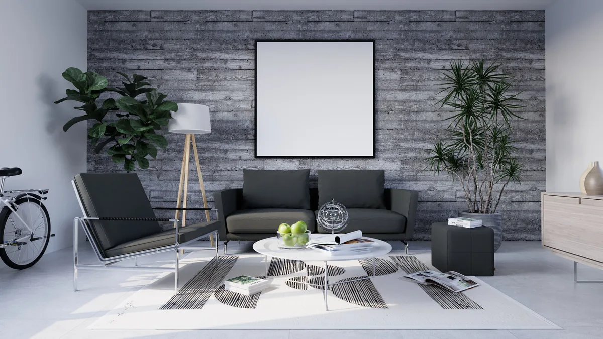 Living room in a pale Scandinavian style