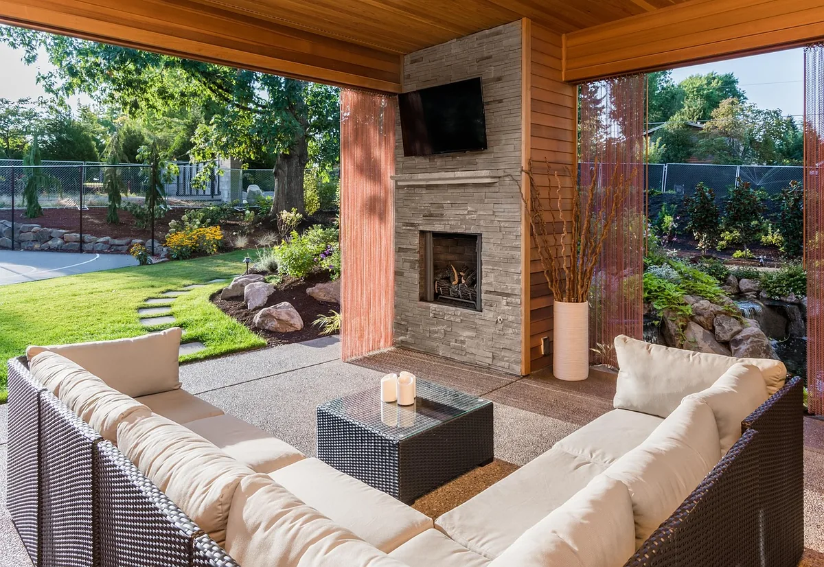 Covered front porch of a residential home