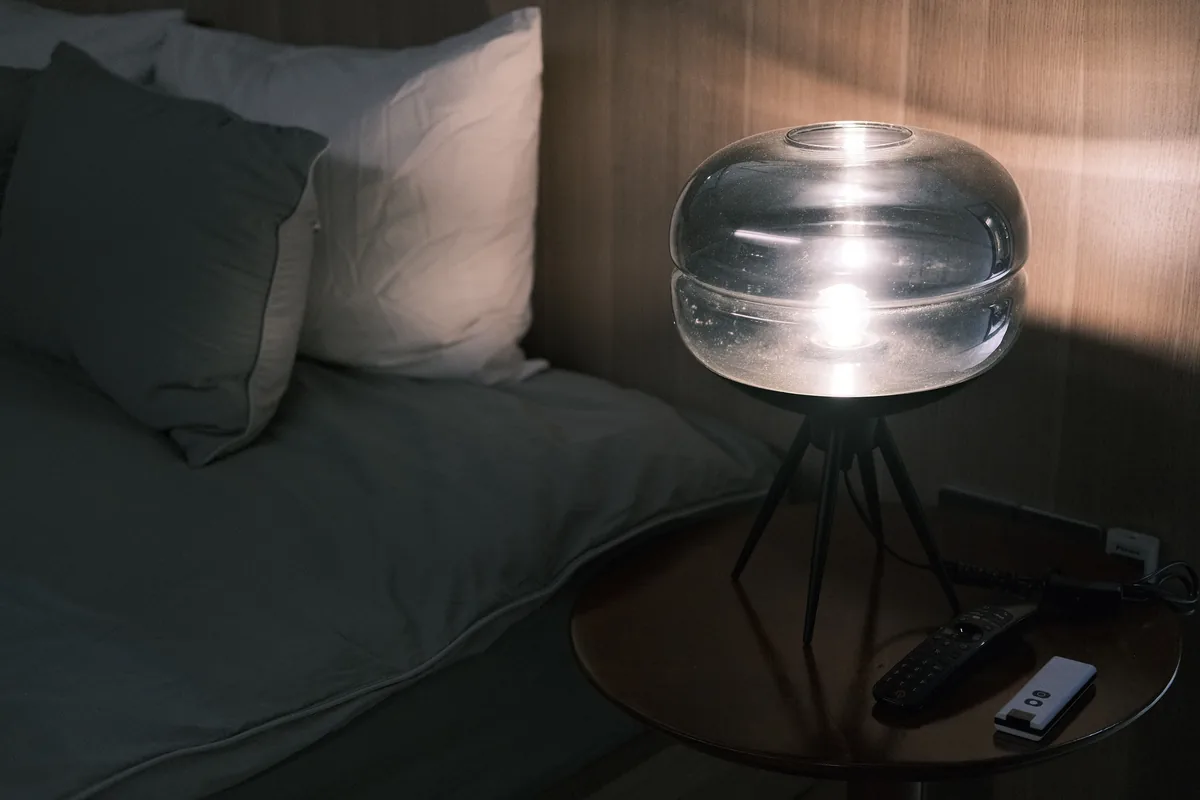 Bedroom with a bedside lamp