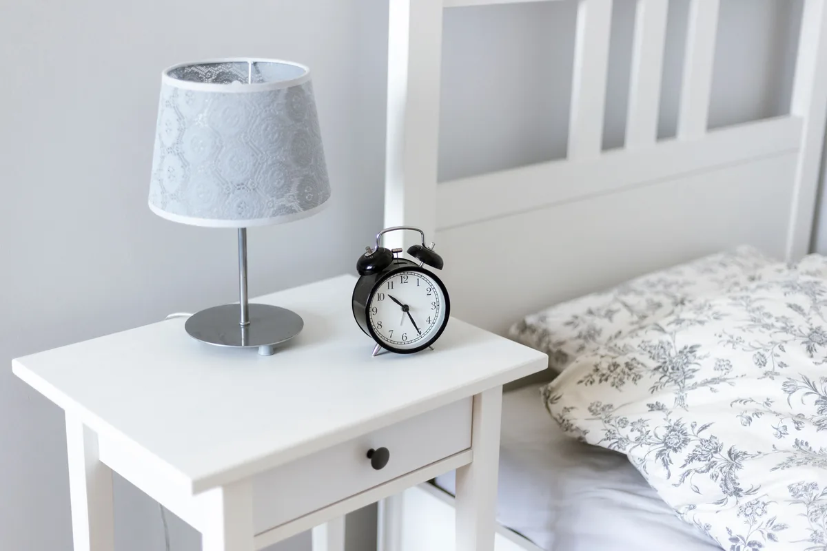 Bedroom with a bedside lamp