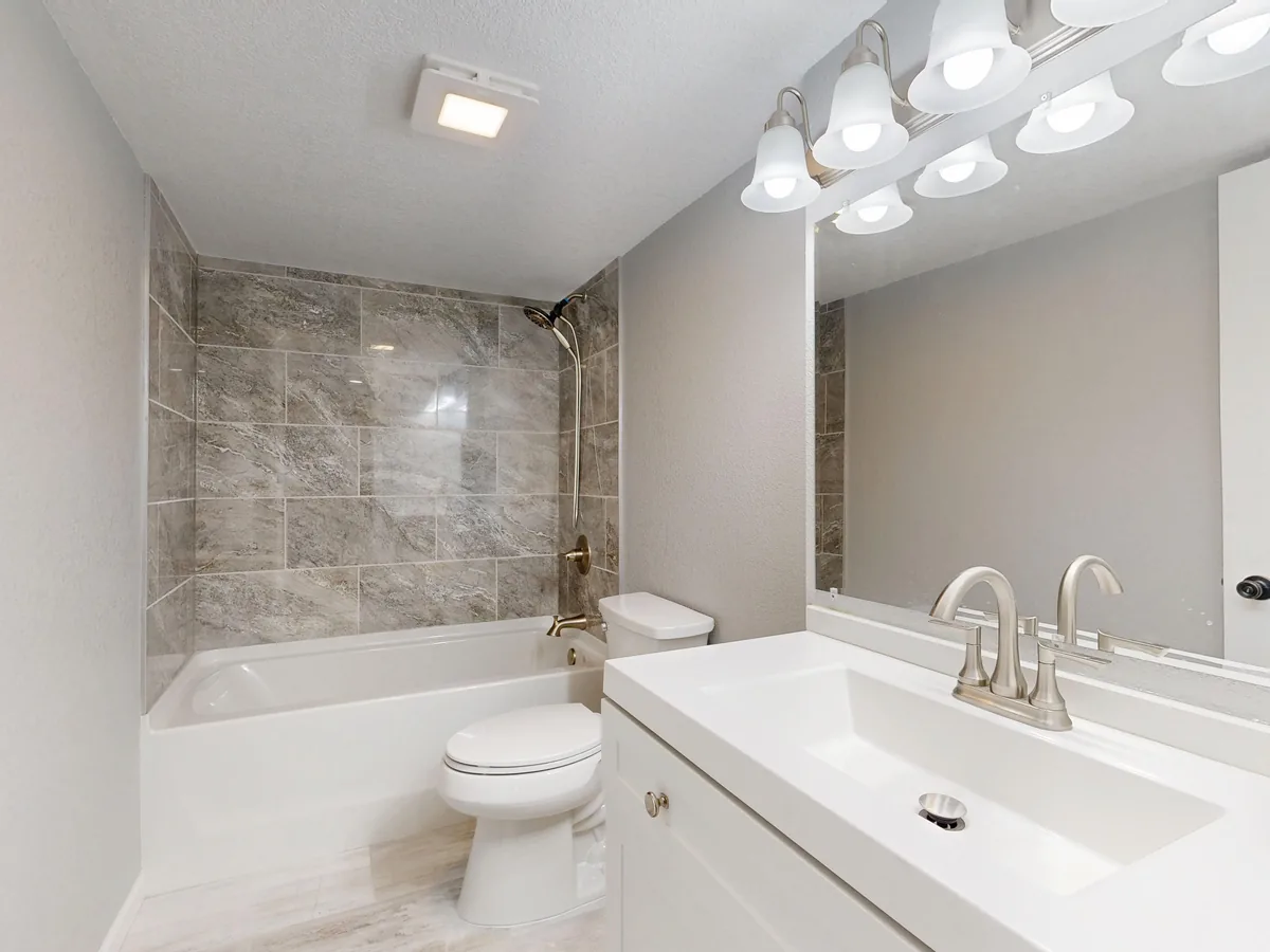 Tiled bathroom interior
