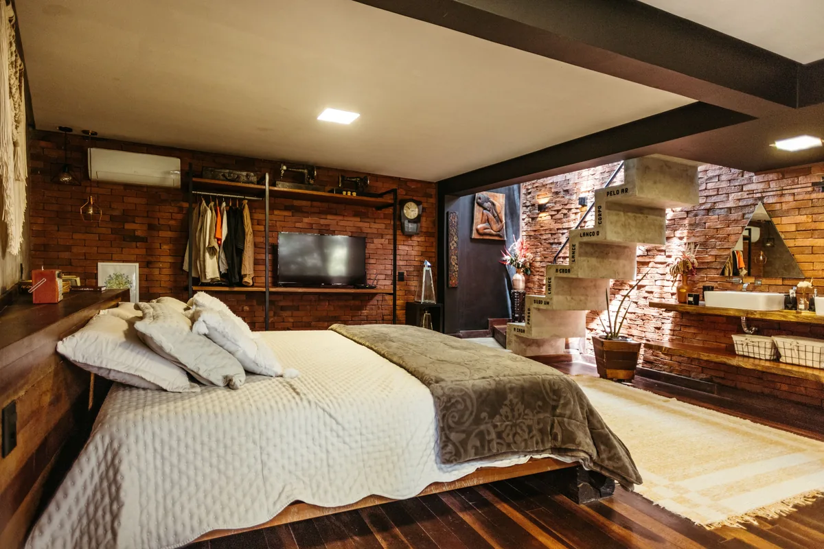 Bedroom made up with white linen