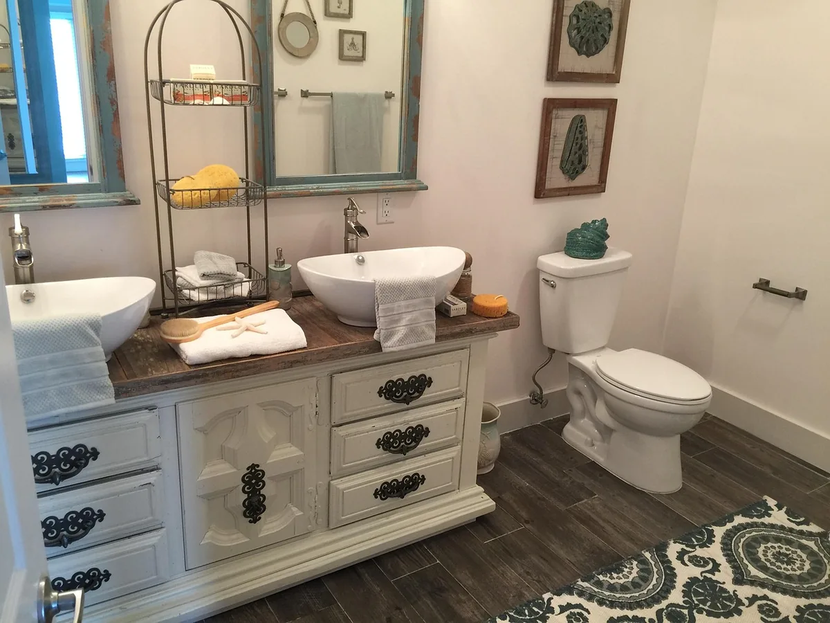 Tiled bathroom interior