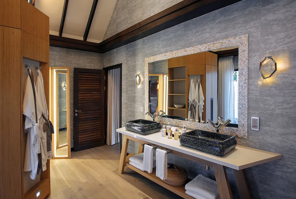 Tiled bathroom interior