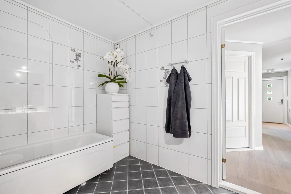 Tiled bathroom interior