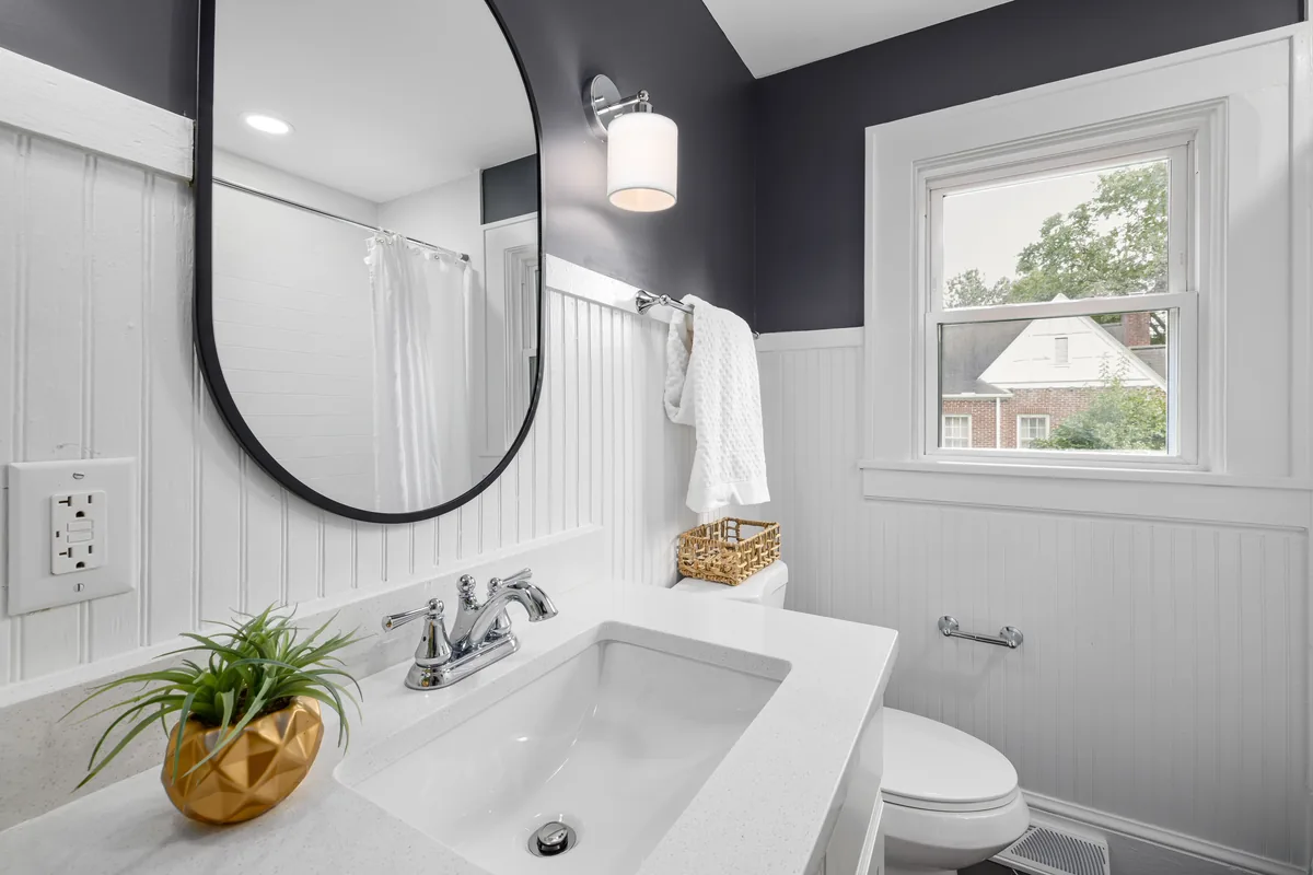 Tiled bathroom interior