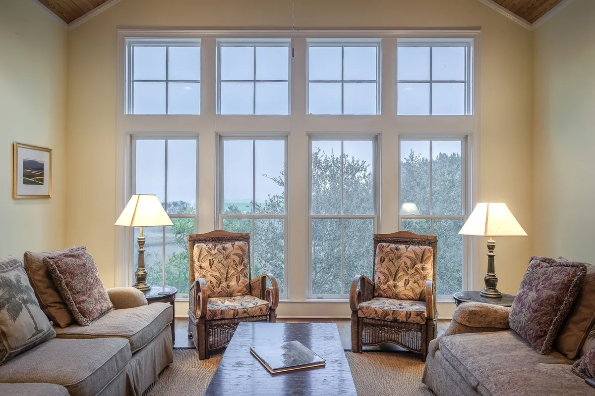 Living room with a fireplace