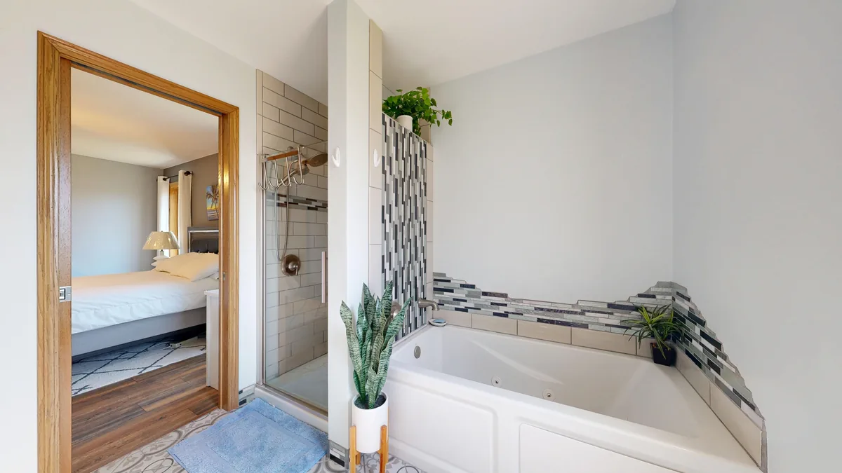 Tiled bathroom interior