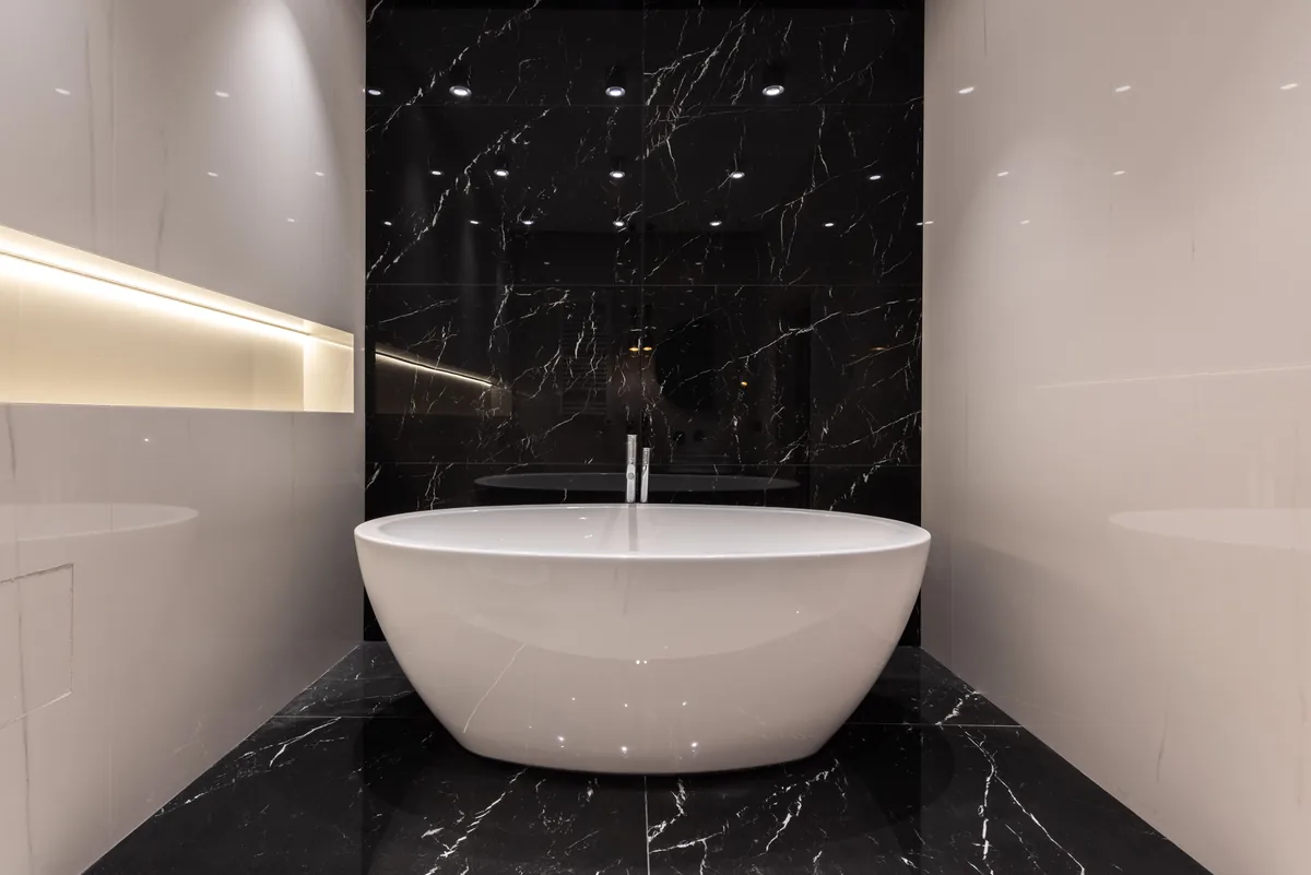 Tiled bathroom interior