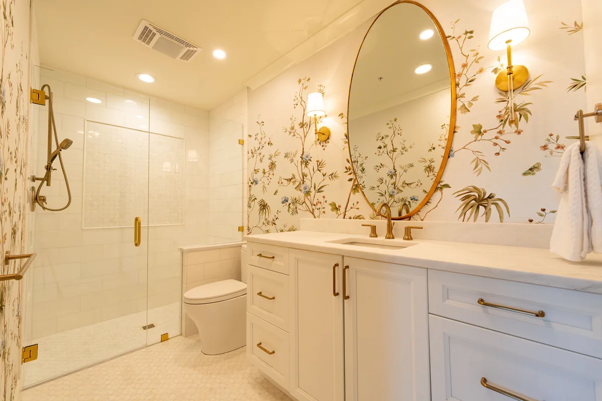 Tiled bathroom interior
