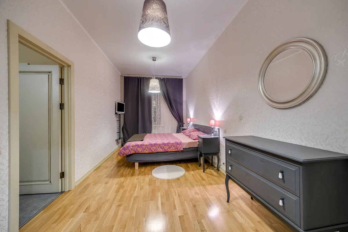 Bedroom with a bedside lamp