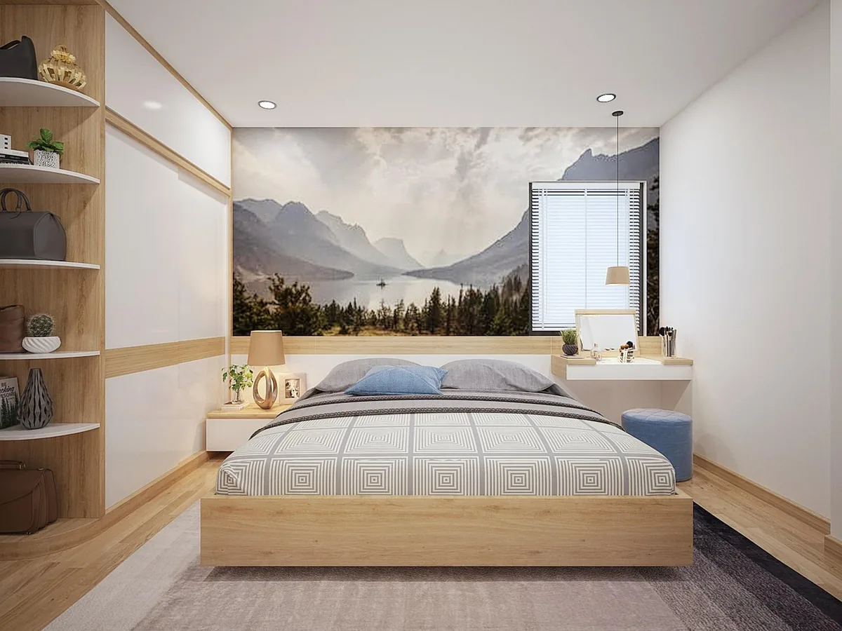 Bedroom made up with white linen